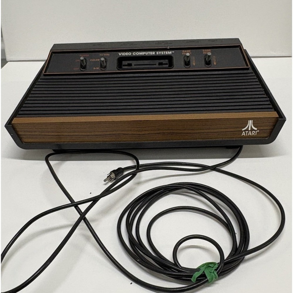 Vintage Atari 2600 Video Computer System Console Woodgrain Pac-Man Untested